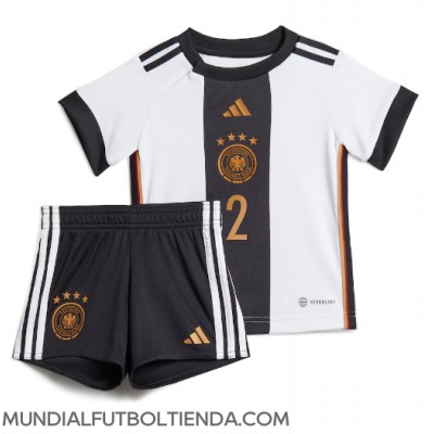 Camiseta Alemania Antonio Rudiger #2 Primera Equipación Replica Mundial 2022 para niños mangas cortas (+ Pantalones cortos)
